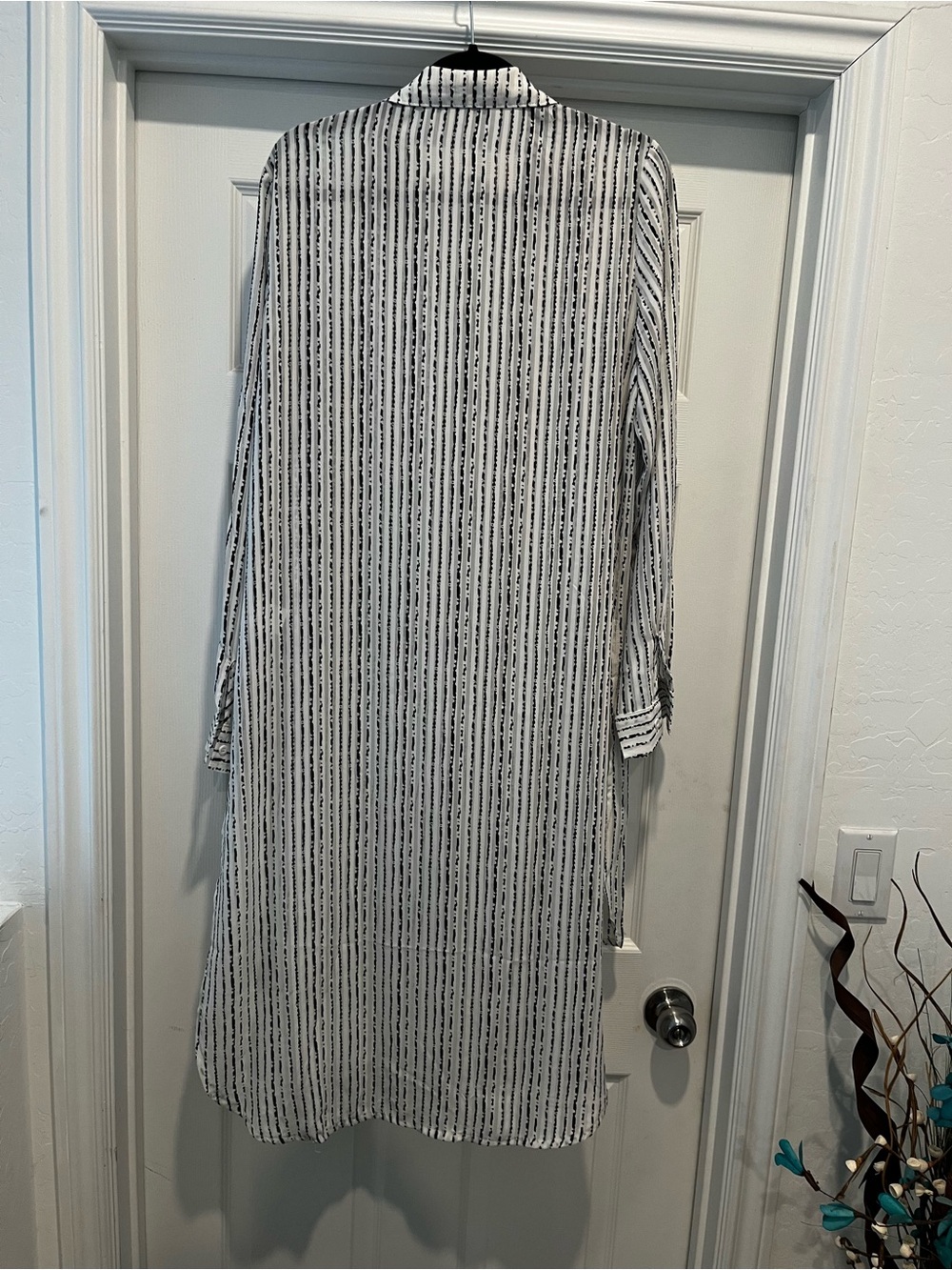 Striped Long Shirt  in White and Black - Picture 3 of 3